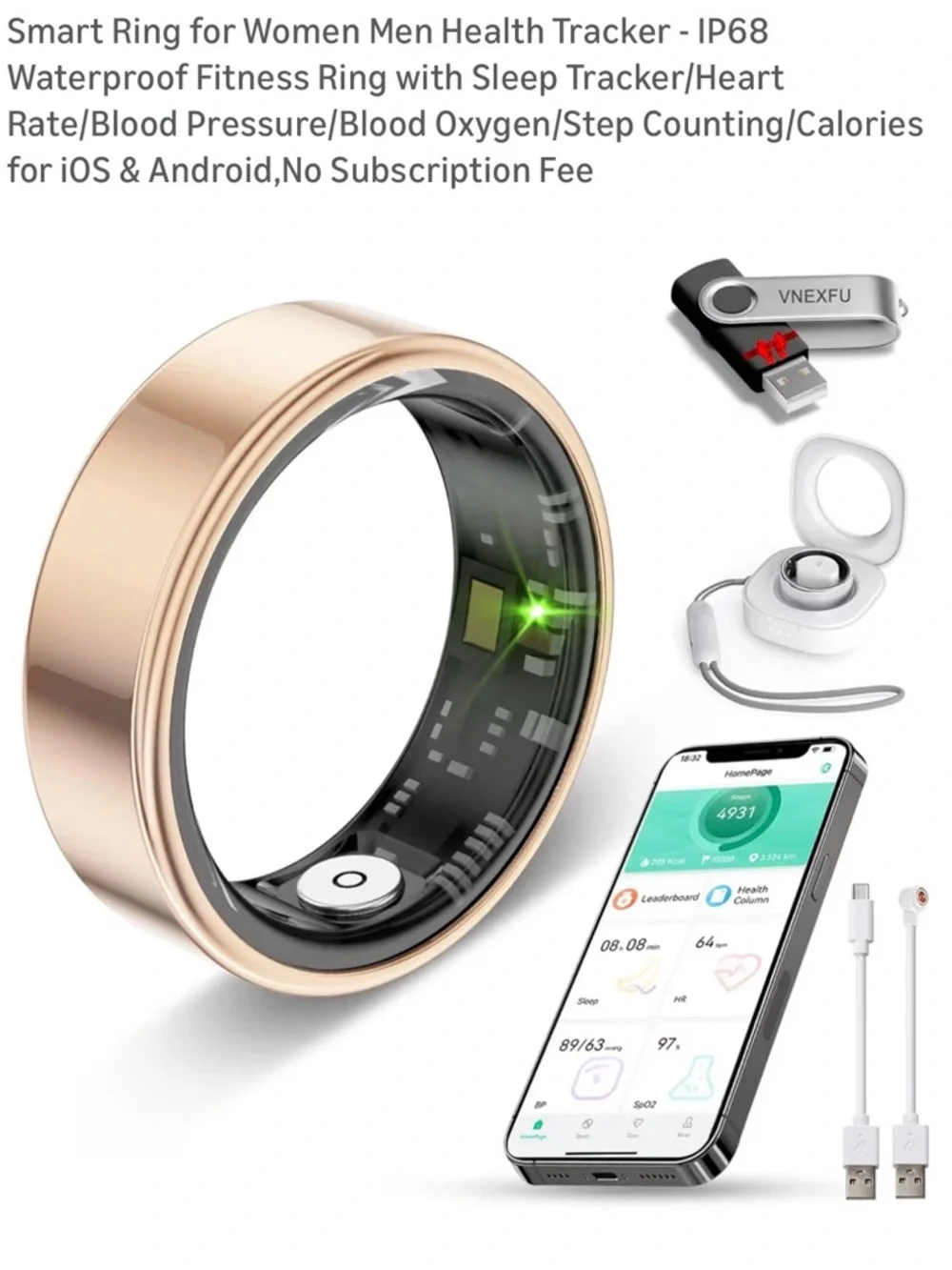 Smart Health Tracking Ring for Men & Women - Rose Gold